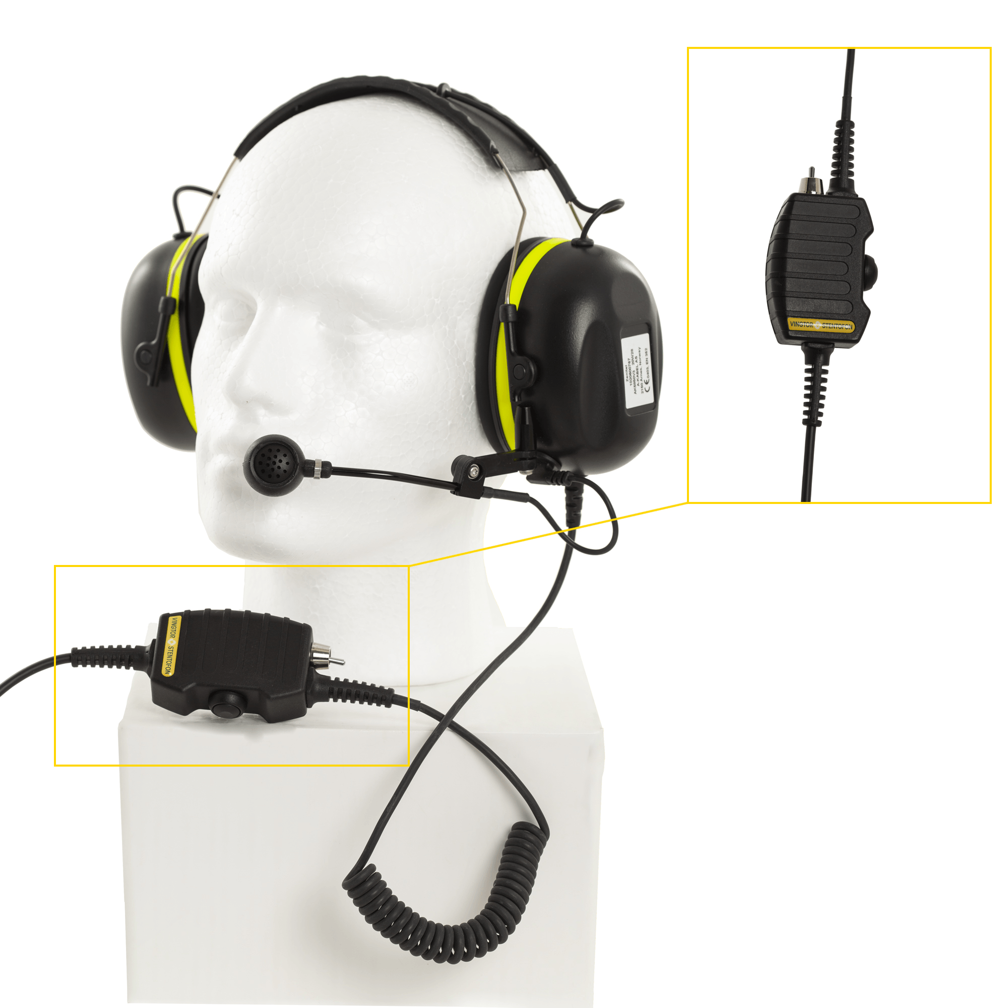 Headset med mikrofon, pannband och 10 m kabel för VMP Station