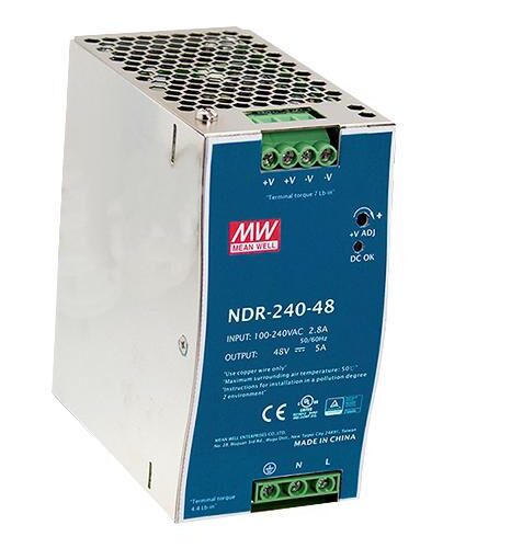 Power Supply, 240W Din-Rail (NDR-240-48, 48-56VDC Output) for PoE Switch GS-5220-24P4X