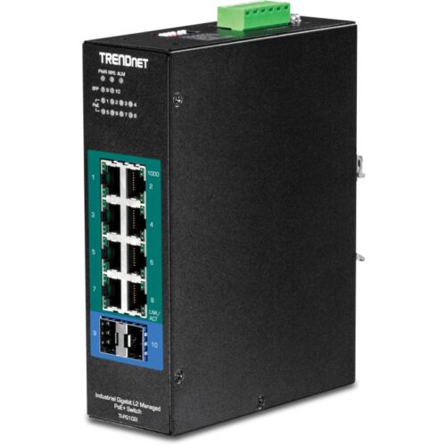 8-Port Industrial Gigabit L2 Managed PoE+ DIN-Rail Switch 24-57VDC